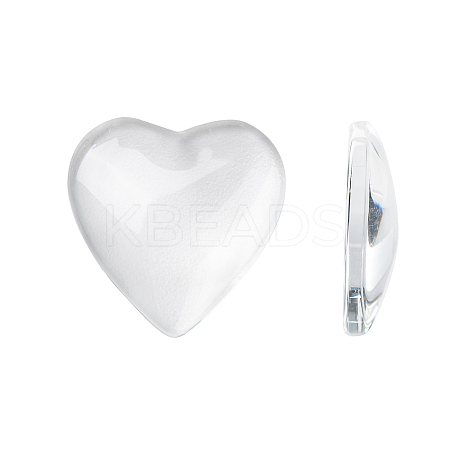 Transparent Glass Heart Cabochons GGLA-R021-20mm-1