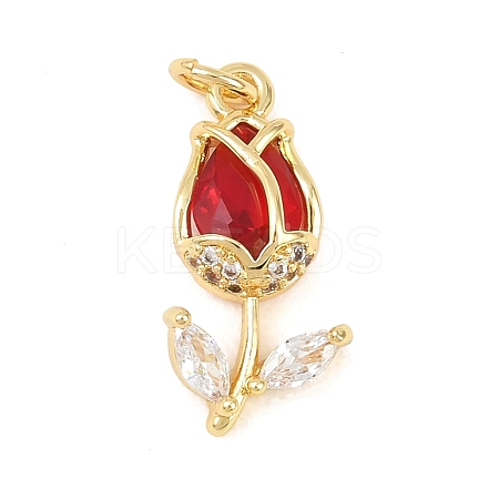 Brass Micro Pave Clear Cubic Zirconia Pendants KK-F931-13G-03-1