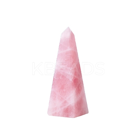 Pointed Tower Natural Rose Quartz Square Prism Figurines for Home Desktop Decoration PW-WG94036-02-1
