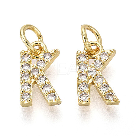 Brass Micro Pave Clear Cubic Zirconia Charms KK-N241-001K-1