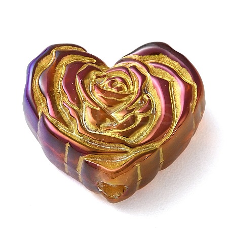 Metal Enlaced Heart Rose Opaque Acrylic Bead X-OACR-Q190-01E-1