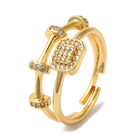 Adjustable Brass Micro Pave Cubic Zirconia Rings for Women RJEW-G325-03G-B-1