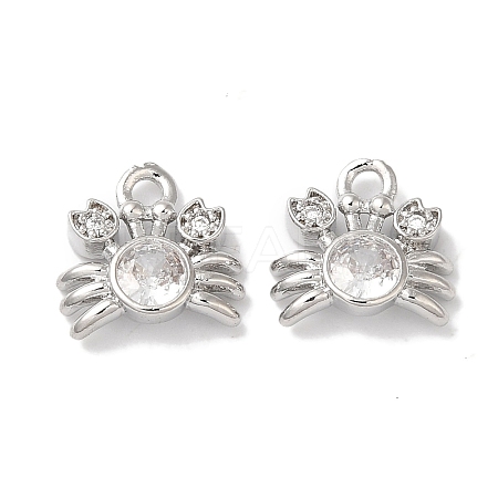 Brass Micro Pave Clear Cubic Zirconia Pendants KK-U013-03P-1