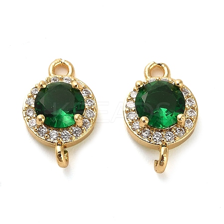 Brass Pave Cubic Zirconia Connector Charms KK-D093-09G-04-1