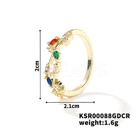 Fashionable European and American Style Brass Rhinestones Leaf Cuff Ring for Women LS-SP8903-4-1