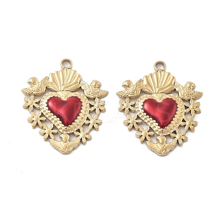 304 Stainless Steel Enamel Pendants STAS-Z121-38G-01-1