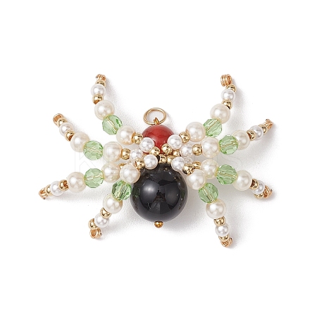 Natural Carnelian & Black Onyx(Dyed & Heated) & Glass Pendants PALLOY-JF02747-1