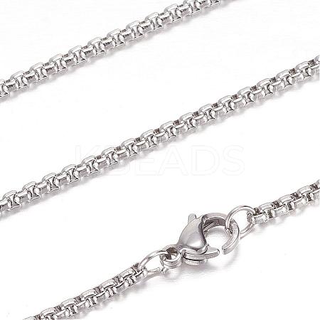 Tarnish Resistant 304 Stainless Steel Box Chain Necklaces STAS-G083-70P-1