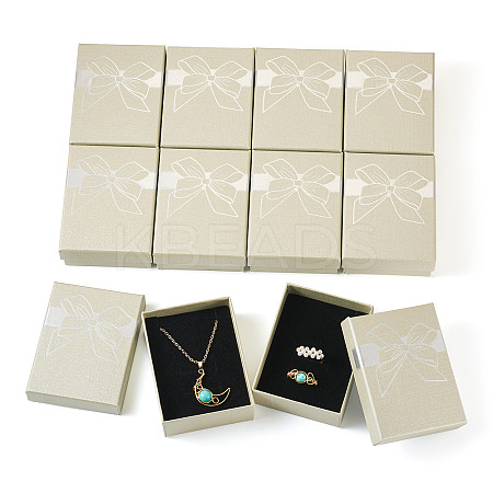 12Pcs Bowknot Printed Paper Jewelry Set Storage Gift Boxes CBOX-TA0001-14F-1