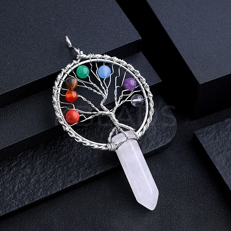 Natural Quartz Crystal Chakra Tree of Life Big Pendants PW-WG3A20C-01-1
