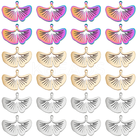 24Pcs 3 Colors 304 Stainless Steel Pendants STAS-DC0012-09-1