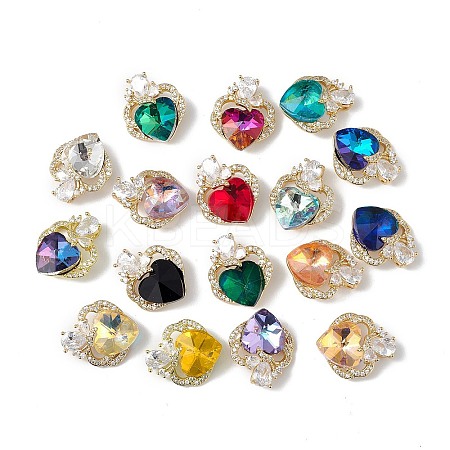 Real 18K Gold Plated Rack Plating Brass Micro Pave Clear Cubic Zirconia Pendants KK-C015-11G-1