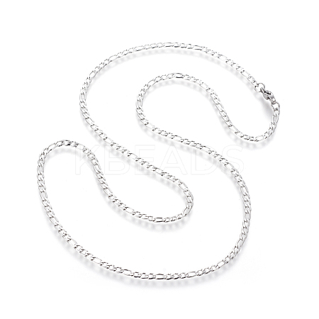 Non-Tarnish 304 Stainless Steel Figaro Chain Necklaces NJEW-E143-09P-1