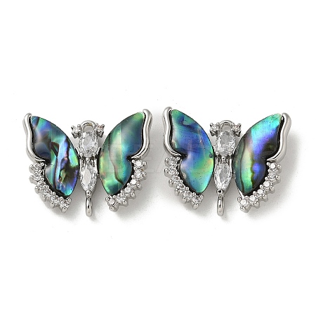 Brass Clear Cubic Zirconia Connector Charms KK-R210-11P-02-1