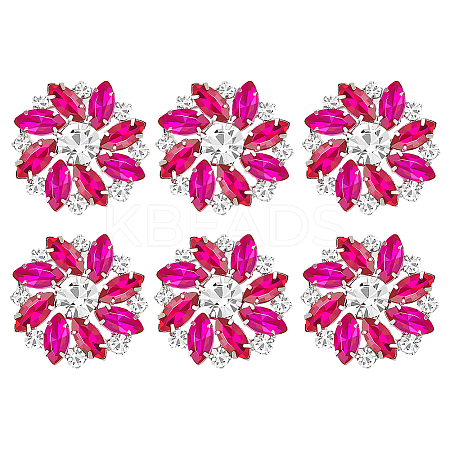 6Pcs Alloy Rhinestone Shank Buttons BUTT-FG0001-25A-1