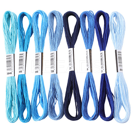 8 Skeins 8 Colors 6-Ply Polyester Embroidery Floss OCOR-CY0002-09B-1