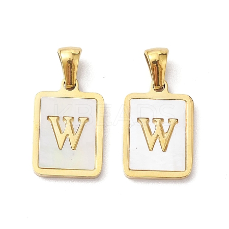 Ion Plating(IP) 304 Stainless Steel Pave Shell Pendants STAS-G327-01G-W-1