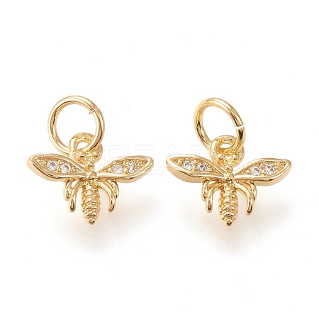 Brass Micro Pave Clear Cubic Zirconia Charms ZIRC-I044-38G-1