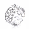 304 Stainless Steel Curb Chain Open Cuff Ring RJEW-T023-24P-3