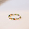 Natural Rainbow Tourmaline Round Beaded Finger Rings WGDC3AE-01-1