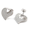 Brass Micro Pave Clear Cubic Zirconia Stud Earrings EJEW-U005-12A-P-2