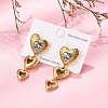 Heart 304 Stainless Steel Clear Cubic Zirconia  Dangle Stud Earrings EJEW-D319-17G-3