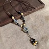 Alloy & Porcelain Beaded Flower Tassel Pendant Long Bib Necklaces for Women WG23FEE-01-1