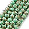 Synthetic Gold Line Turquoise Beads Strands G-A255-A03-01B-1