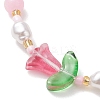 Natural Dyed Yellow Jade & Plastic Imitation Pearl Braided Bead Bracelets for Women BJEW-MZ00308-4