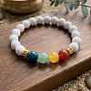 Round Natural Mixed Stone and Acrylic Imitation Pearl Beaded Stretch Bracelets for Women CO7250-3