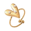 304 Stainless Steel & Plastic Pearl Cuff Open Rings SA-G002-01G-2