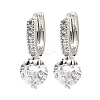 Brass with Cubic Zirconia Dangle Hoop Earrings EJEW-G362-06P-1