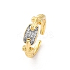 Brass Micro Pave Clear Cubic Zirconia Cuff Finger Rings for Women RJEW-C116-03G-4