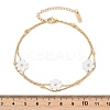 304 Stainless Steel with Acrylic Flower Charm Anklets LS-AJEW-Z044-01G-4
