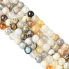 Natural Bamboo Leaf Agate Round Beads Strands G-M248-4mm-04-3
