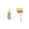 Brass Micro Pave Clear Cubic Zirconia Stud Earrings EJEW-R016-01G-02-5