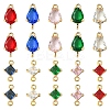 10Pcs 5 Colors Transparent Glass Links/Connectors GLAA-YW0004-42-2