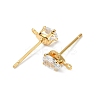 SHEGRACE Brass Clear Cubic Zirconia Teardrop Stud Earring Findings XGR0104G-116G-2