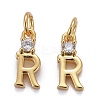 Brass Micro Pave Clear Cubic Zirconia Pendants ZIRC-Z011-35R-1