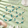 Natural Mixed Cowrie Shell with Synthetic Turquoise Beaded Anklets AJEW-AN00596-1