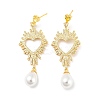 Heart Rack Plating Brass Micro Pave Cubic Zirconia Dangle Stud Earrings for Women EJEW-F326-18G-1