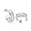 Non-Tarnish 304 Stainless Steel Double Layer C-shape Stud Earrings EJEW-G326-01P-2
