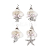 4Pcs 4 Styles Natural Spiral Shell Big Pendants PALLOY-JF03143-1
