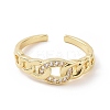 Clear Cubic Zirconia Curb Chains Shape Open Cuff Ring RJEW-E072-17G-2
