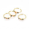Brass Micro Pave Cubic Zirconia Cuff Rings for Women KK-T070-110-2