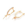 Brass Micro Pave Clear Cubic Zirconia Arch Hoop Earring Findings KK-T076-82G-2