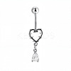 316L Surgical Stainless Steel Pave Clear Cubic Zirconia Curved Barbell Dangle Belly Rings FS-WG3A43F-11-1