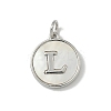 Brass Pave Natural Shell Flat Round with Letter Charms KK-Z115-13P-L-1