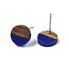 Opaque Resin & Walnut Wood Stud Earrings EJEW-N017-008-B06-3