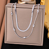 304 Stainless Steel Snake Chain Double Layer Necklaces for Women LS-NJEW-Z072-03P-1